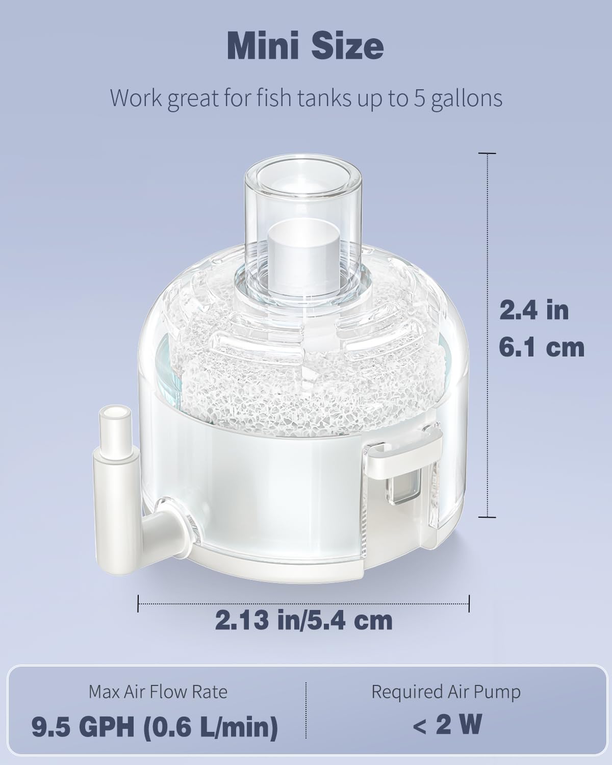 Pawfly Mini Aquarium Sponge Filter, Small Fish Tank Internal Filter with Foam and Air Stone Submersible Bio Sponge Filter for Fish Tanks up to 5 Gallon (Air Pump Not Included)