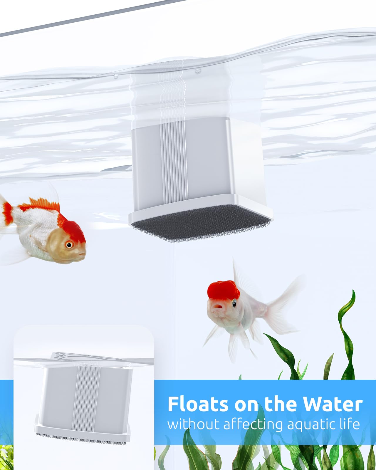 Aquarium Magnetic Cleaner with Thermometer, Fish Aquariums Mini Magnet Brush Only for Glass Tank,Tiny Magnets Clean Floating Cleaning ToolAlgae Scrapers(Blue)