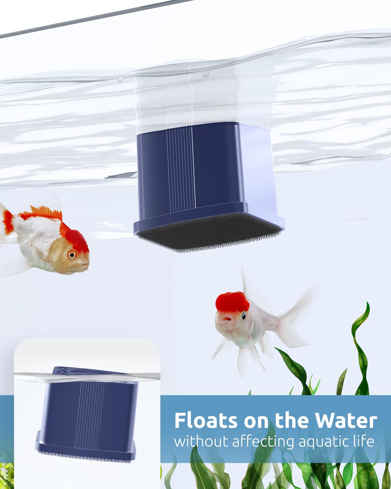 Aquarium Magnetic Cleaner with Thermometer, Fish Aquariums Mini Magnet Brush Only for Glass Tank,Tiny Magnets Clean Floating Cleaning ToolAlgae Scrapers(Blue)