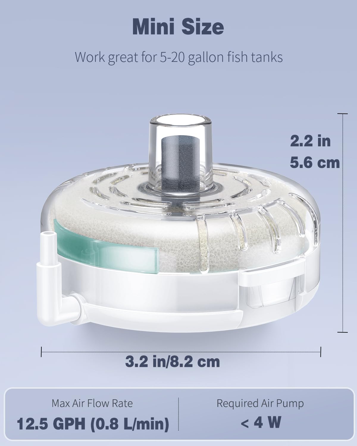 Pawfly Mini Aquarium Sponge Filter, Small Fish Tank Internal Filter with Foam and Air Stone Submersible Bio Sponge Filter for Fish Tanks up to 5 Gallon (Air Pump Not Included)