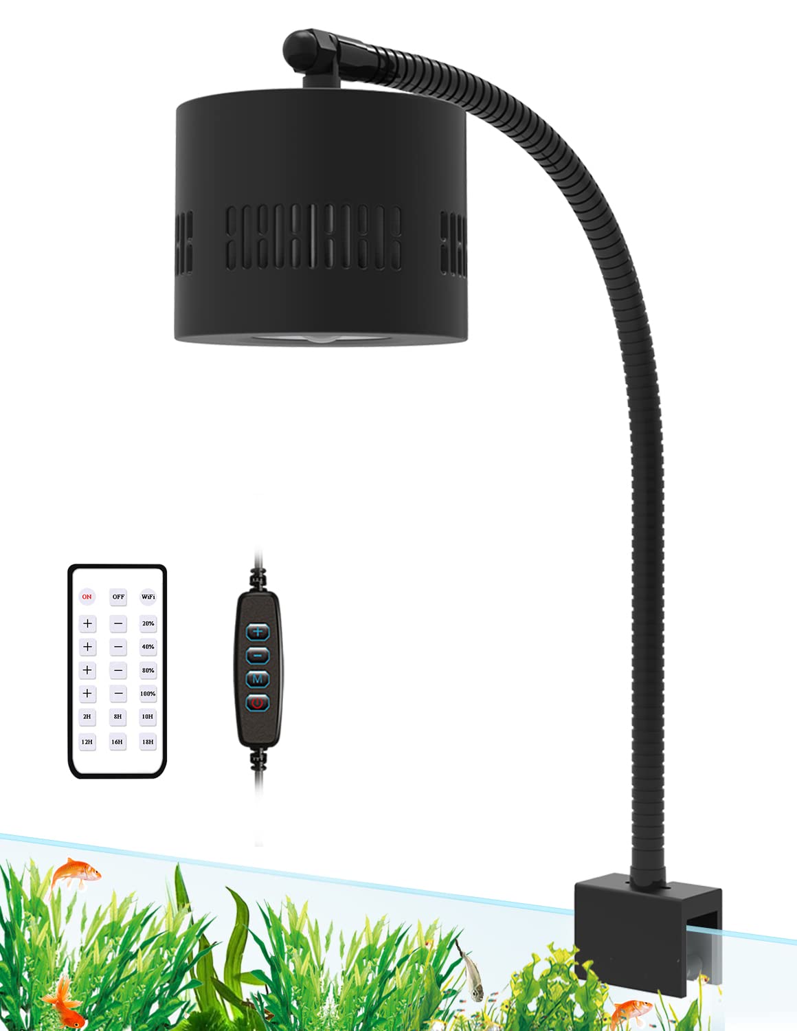 Lominie LED Aquarium Light Saltwater Aquarium Lamp 30W Full Spectrum with Remote Dimmable Nano Coral Reef Light for Fish Tank with Bracket