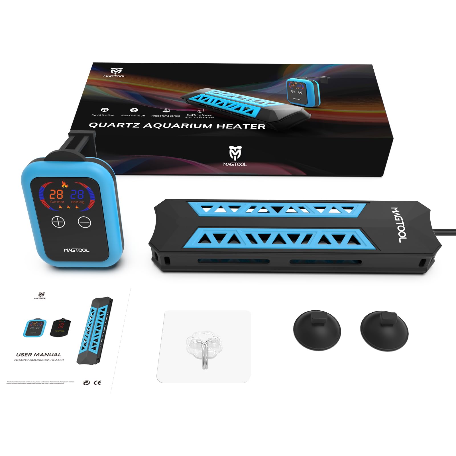 MagTool Aquarium Heater, 100W-1200W Submersible Fish Tank Heater with Over-Temperature Protection and Automatic Power-Off Fish Heater with Digital LED Controller for Freshwater and Saltwater