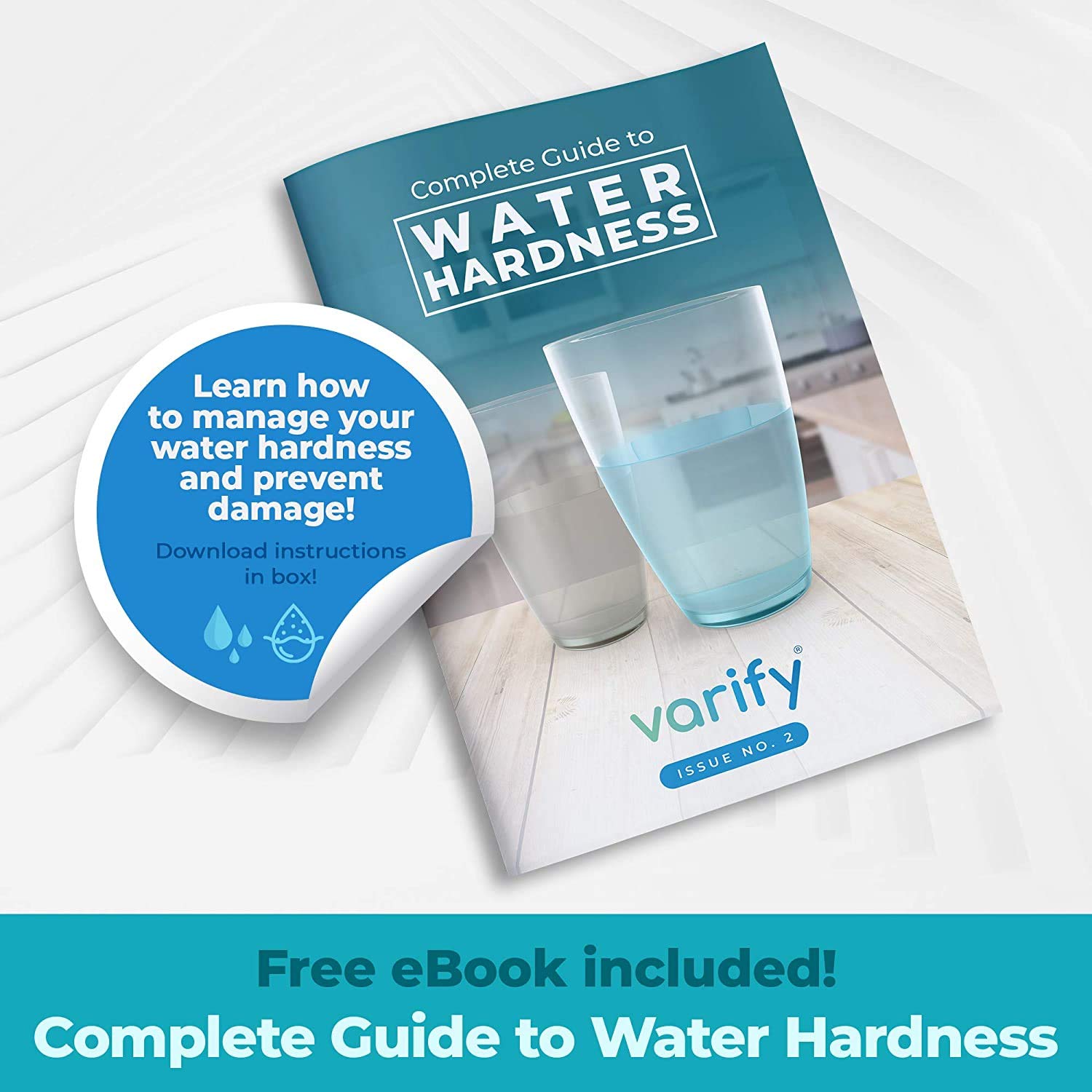 Varify Water Hardness Test Kit - Water Testing Kit for Home, Drinking, Well, Spa, Swimming Pool, Softener, Dishwasher & More - Hard Water Test Strips for Calcium, Magnesium etc (0-425 pmm, 150 Strips)