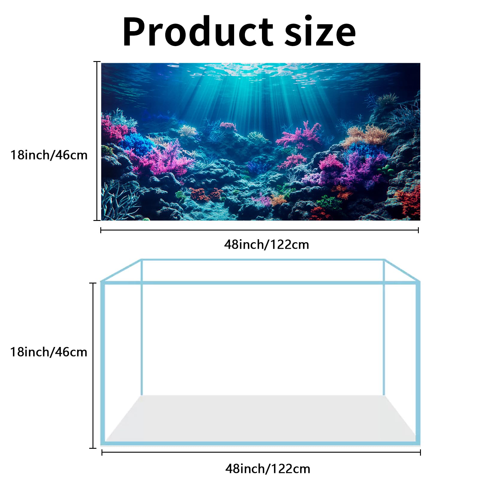 COMSUN 3 Pack Aquarium Background, 36x18 inches Polyester Aquarium Background, Cloth Fish Tank Background, Undersea Corals Sunshines & Rock Aquatic Plants