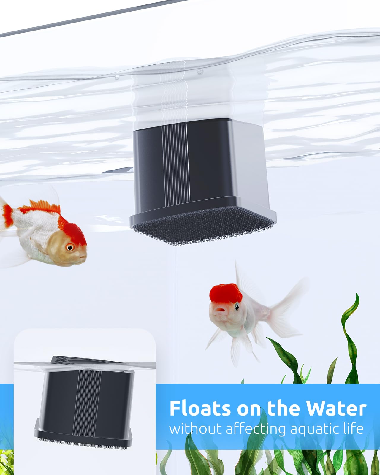 Aquarium Magnetic Cleaner with Thermometer, Fish Aquariums Mini Magnet Brush Only for Glass Tank,Tiny Magnets Clean Floating Cleaning ToolAlgae Scrapers(Blue)