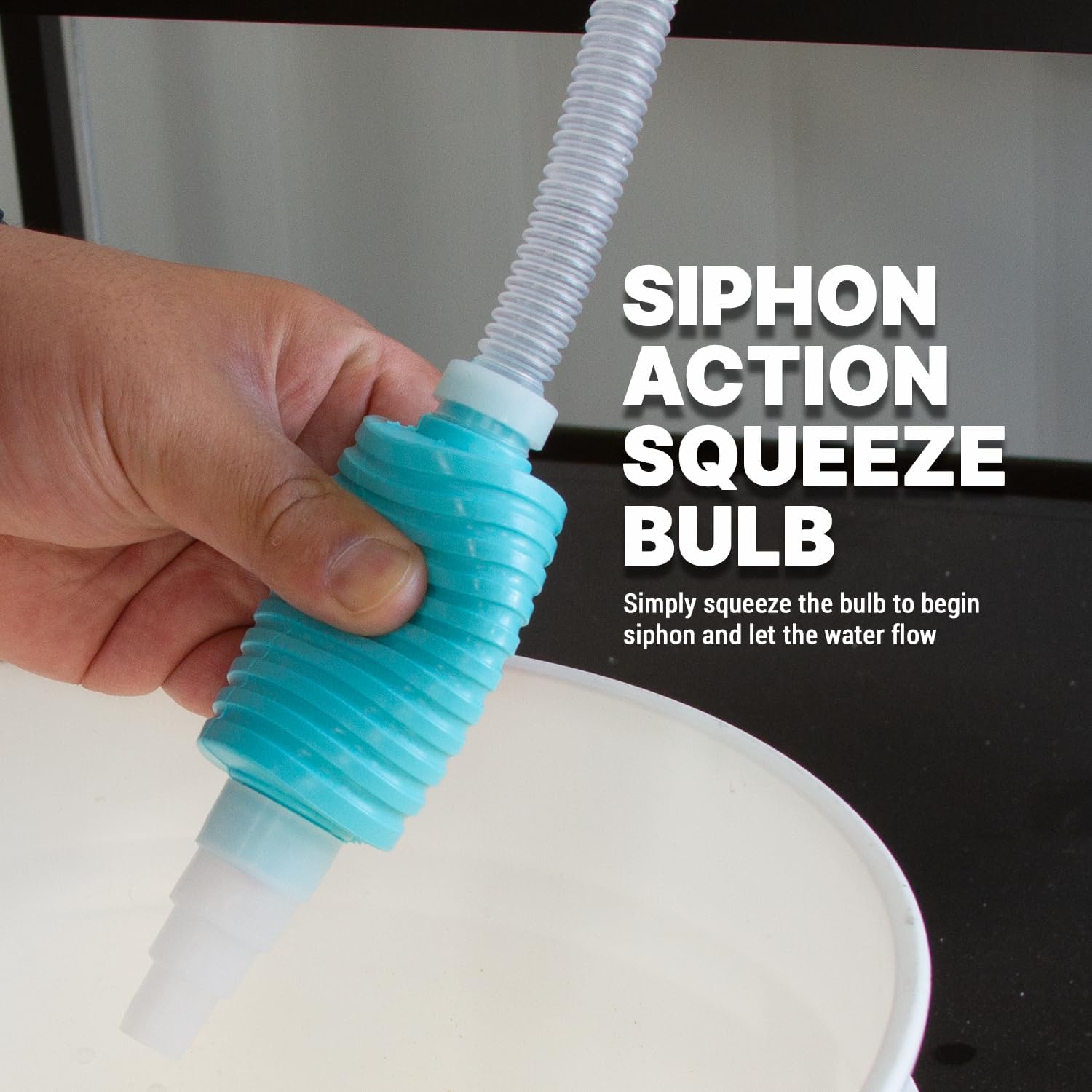 TERA PUMP Nano Aquarium Gravel Cleaner - Ideal for Under 10 Gallon Tanks, BPA-Free, Manual Squeeze Pump, High Flow, Secure Attachment, Perfect for Fresh & Saltwater Environments