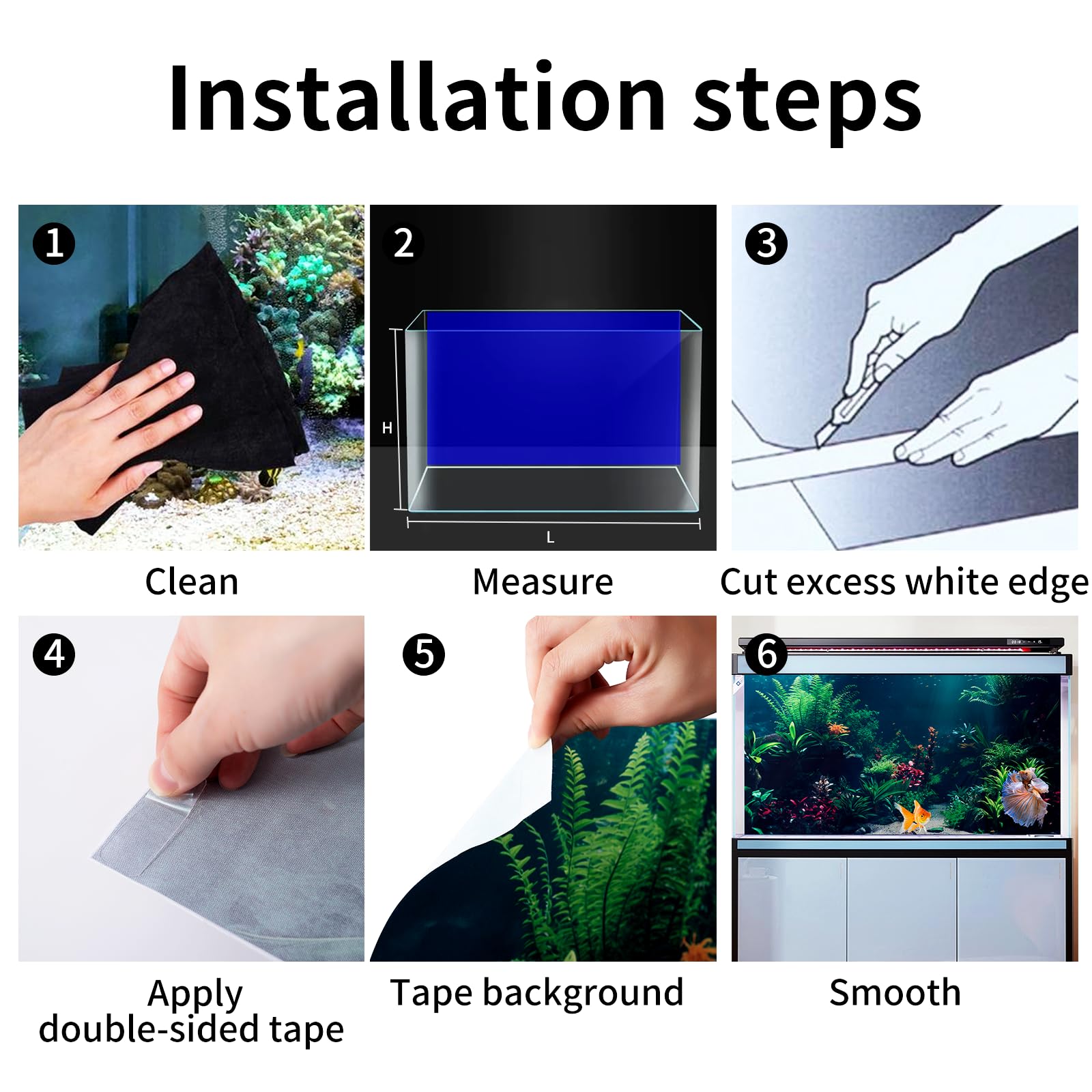 COMSUN 3 Pack Aquarium Background, 36x18 inches Polyester Aquarium Background, Cloth Fish Tank Background, Undersea Corals Sunshines & Rock Aquatic Plants