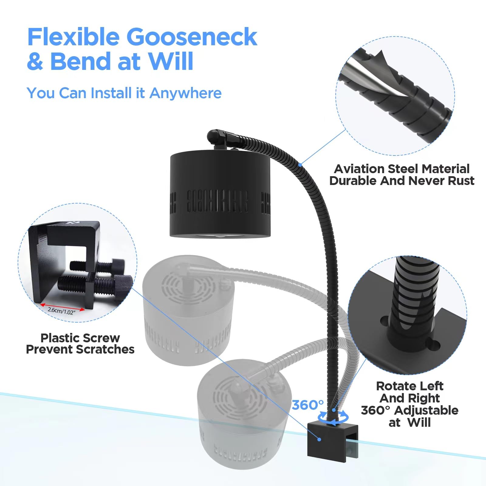 Lominie LED Aquarium Light Saltwater Aquarium Lamp 30W Full Spectrum with Remote Dimmable Nano Coral Reef Light for Fish Tank with Bracket