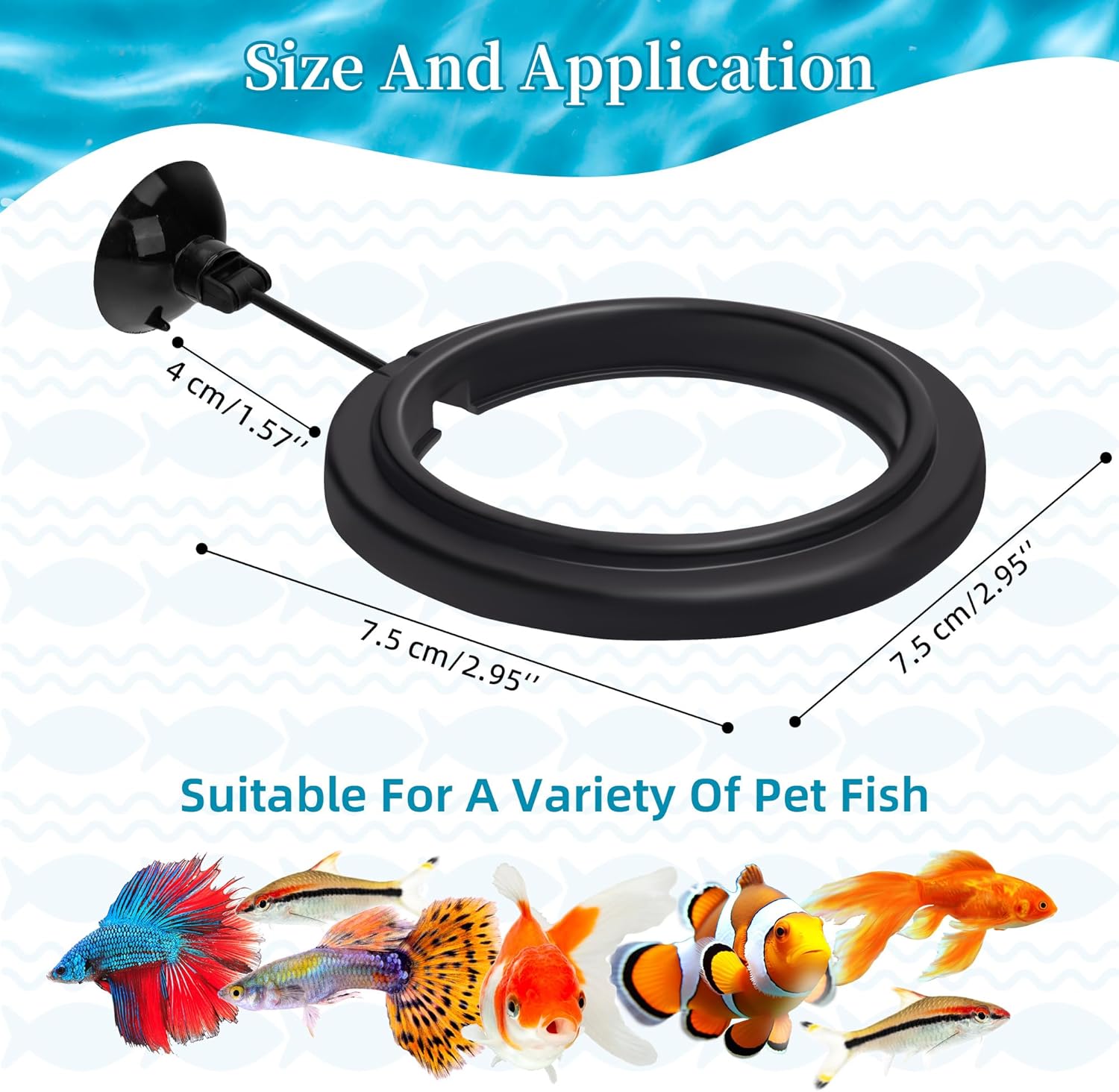 Small Fish Feeding Ring Round Mini Aquarium Feeder with Strong Suction Cup Floating Fish Feeder Ring for Betta Goldfish Guppy
