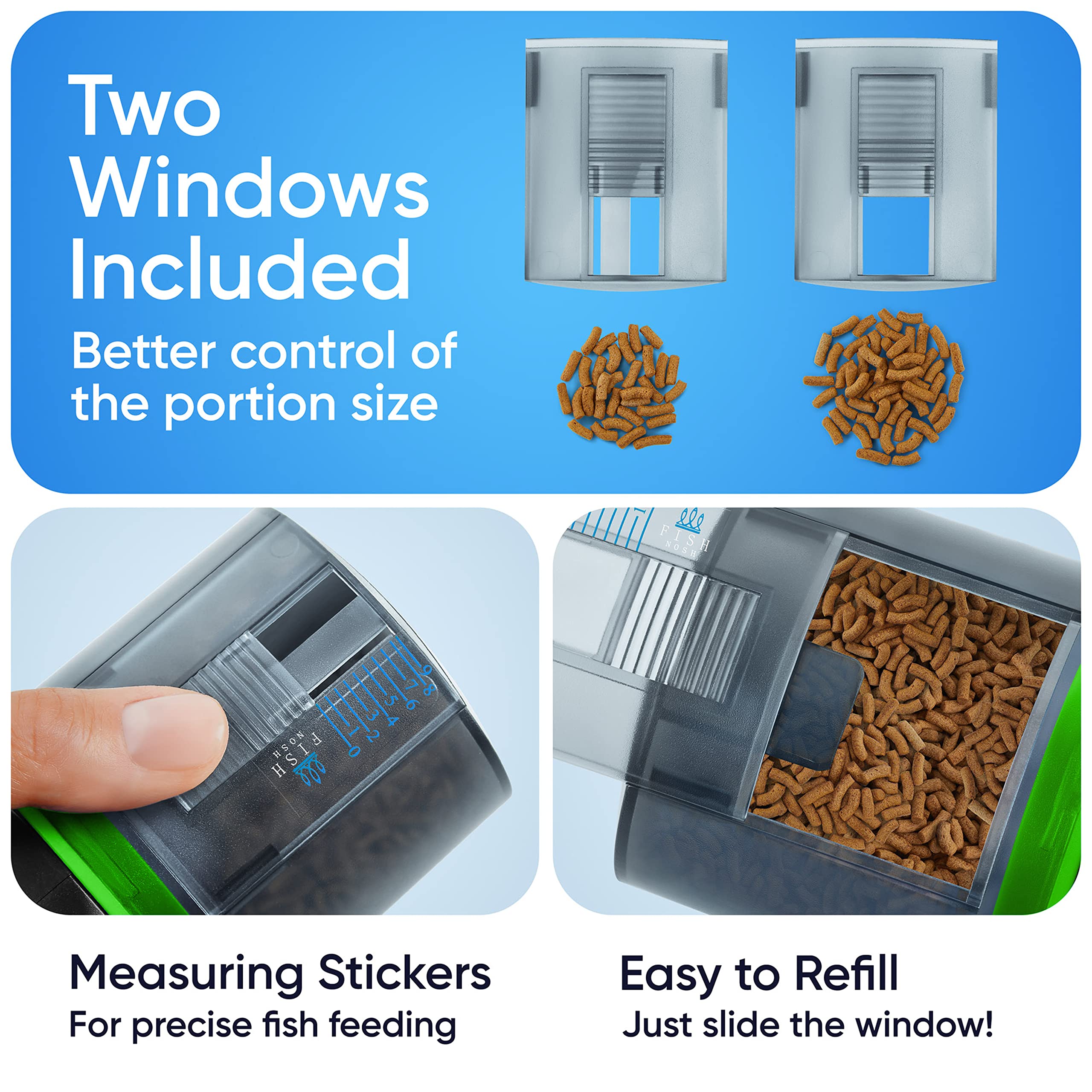 FISHNOSH Automatic Fish Feeder for Aquarium - New Generation 2025, Auto Food Dispenser with Timer for Small Tank, Big Aquariums & Pond (Blue)