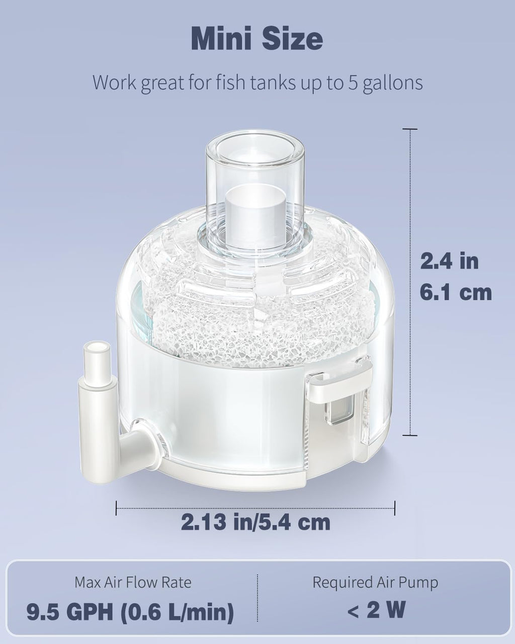 Pawfly Mini Aquarium Sponge Filter, Small Fish Tank Internal Filter with Foam and Air Stone Submersible Bio Sponge Filter for Fish Tanks up to 5 Gallon (Air Pump Not Included)