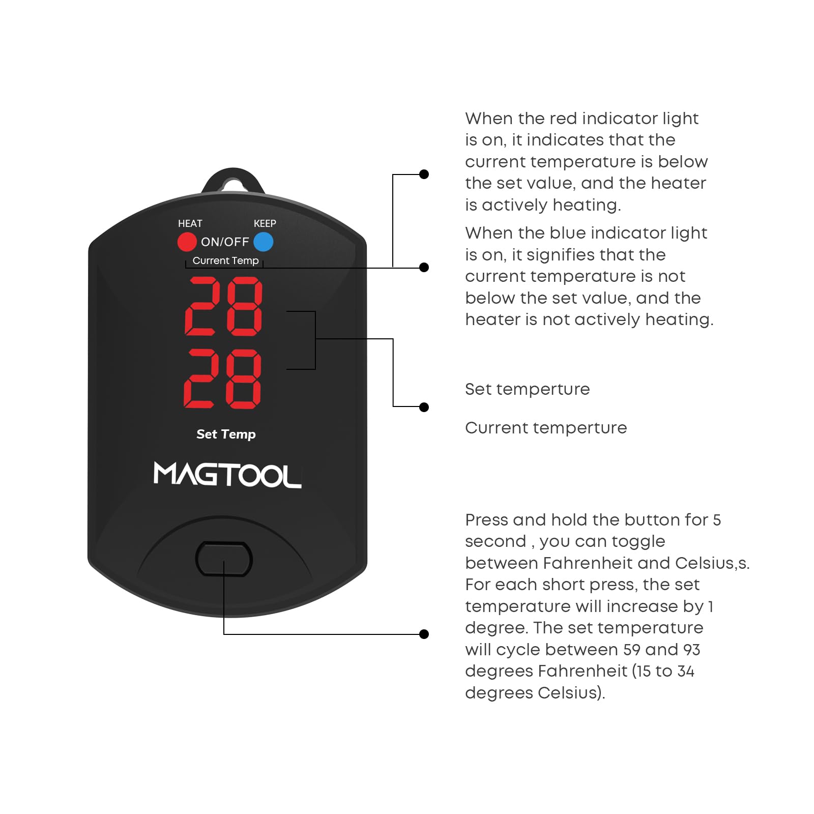 ＭagTool Aquarium Heater, 100W-1200W Submersible Fish Tank Heater with Over-Temperature Protection and Automatic Power-Off Fish Heater with Digital LED Controller for Freshwater and Saltwater