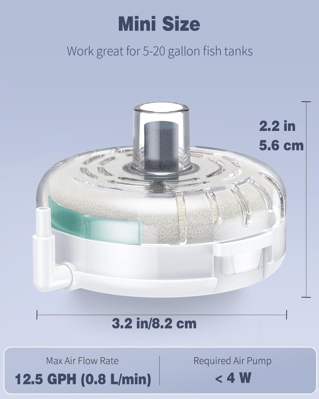 Pawfly Mini Aquarium Sponge Filter, Small Fish Tank Internal Filter with Foam and Air Stone Submersible Bio Sponge Filter for Fish Tanks up to 5 Gallon (Air Pump Not Included)