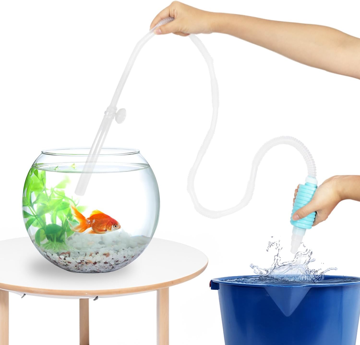 TERA PUMP Nano Aquarium Gravel Cleaner - Ideal for Under 10 Gallon Tanks, BPA-Free, Manual Squeeze Pump, High Flow, Secure Attachment, Perfect for Fresh & Saltwater Environments
