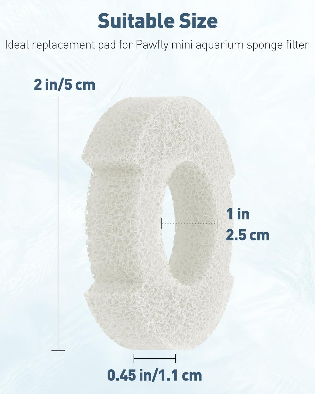Pawfly Mini Aquarium Sponge Filter, Small Fish Tank Internal Filter with Foam and Air Stone Submersible Bio Sponge Filter for Fish Tanks up to 5 Gallon (Air Pump Not Included)