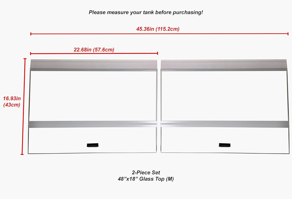H2Pro Glass Canopy 2Piece Set for Marineland Perfecto 70/75/90/110 Gallon 48x18 Aquarium Fish Tank (Eachpiece Measure 22.68 x 16.93 x 0.16in), White, One Pack