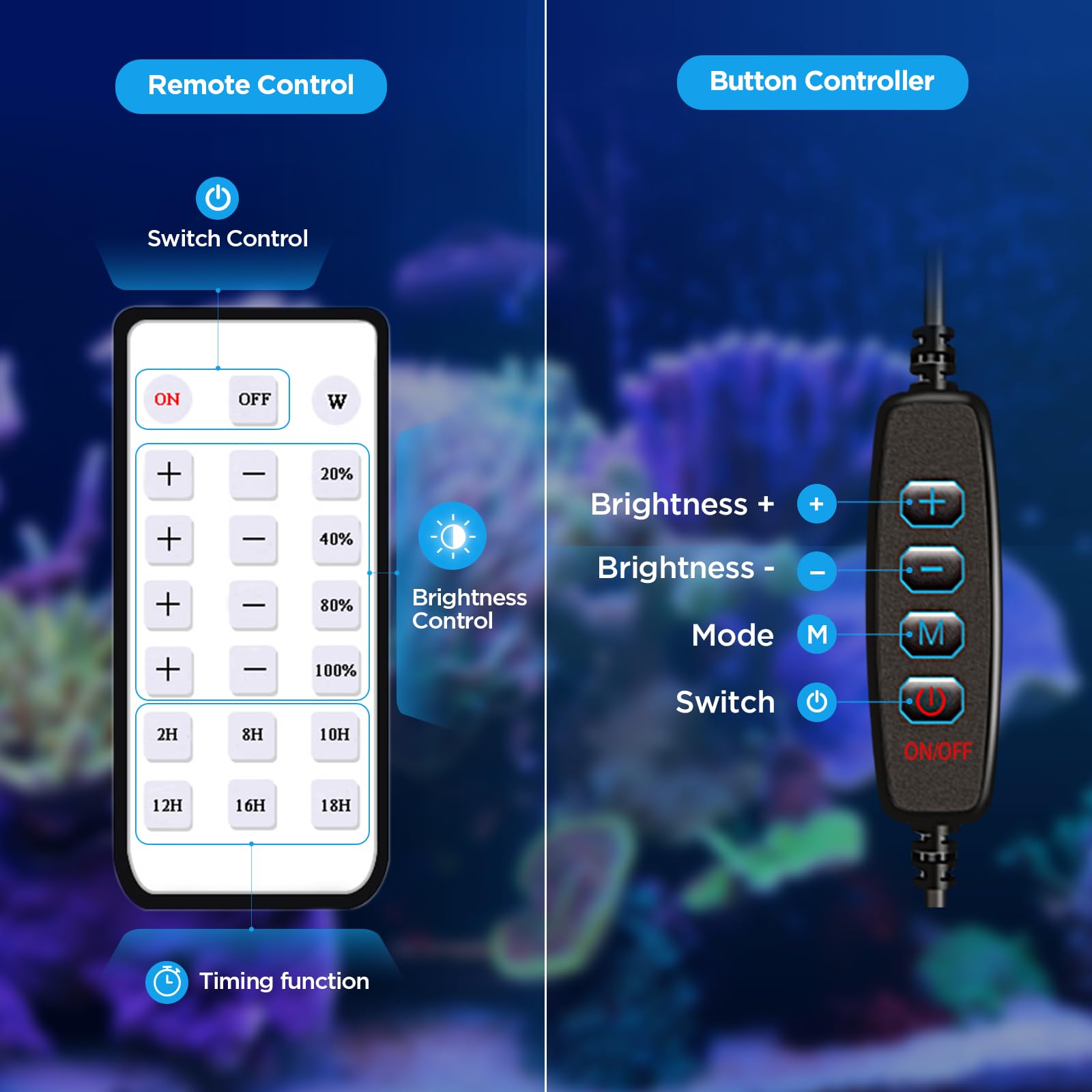 Lominie LED Aquarium Light Saltwater Aquarium Lamp 30W Full Spectrum with Remote Dimmable Nano Coral Reef Light for Fish Tank with Bracket