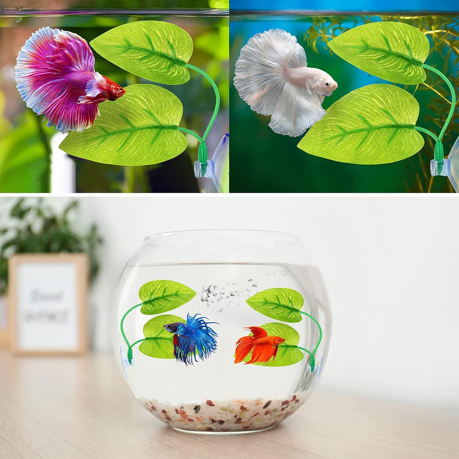 1Pcs Betta Fish Rest Leaf Pad - Aquarium Plants Artificial Hammock for Spawning - Simulation Leaves With Suction Cup - Fish Tank Decorations and Accessories