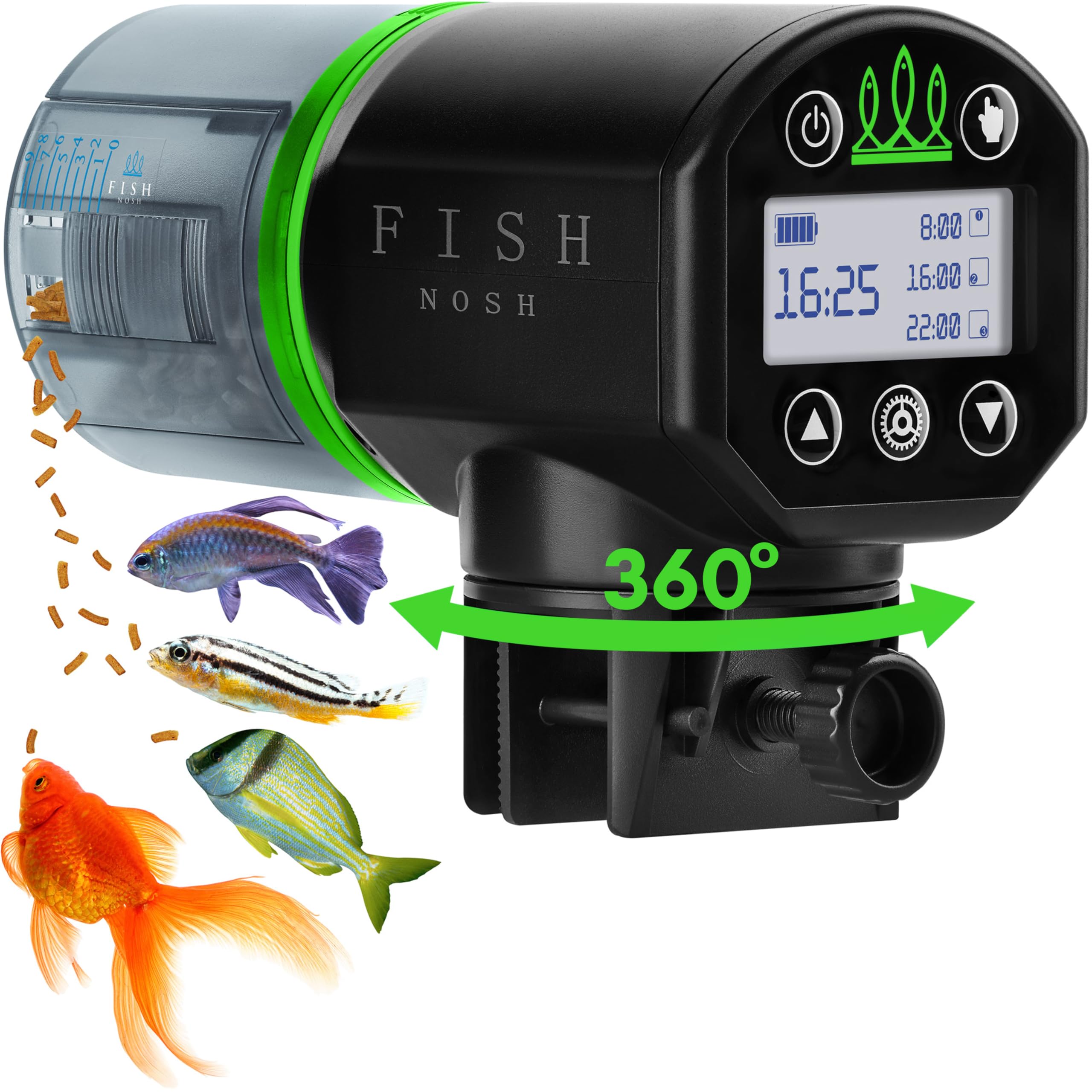 FISHNOSH Automatic Fish Feeder for Aquarium - New Generation 2025, Auto Food Dispenser with Timer for Small Tank, Big Aquariums & Pond (Blue)
